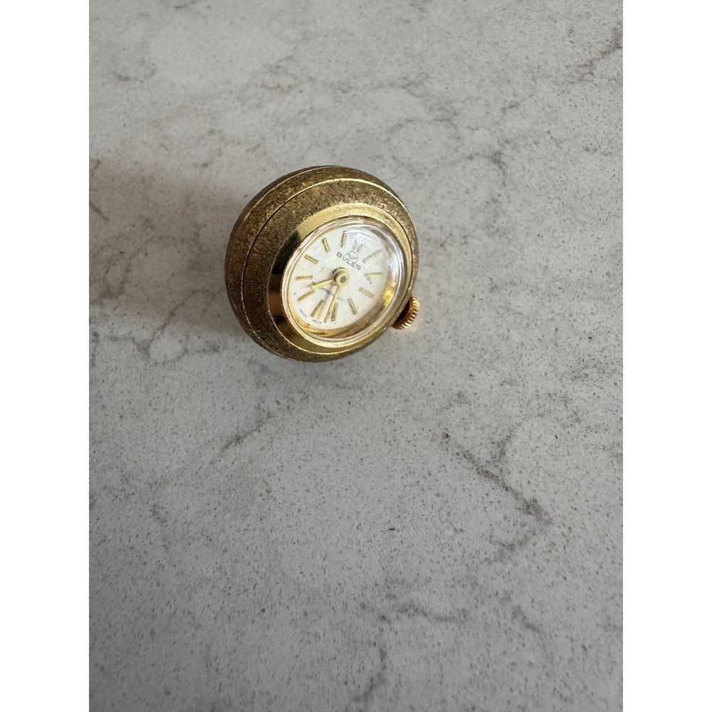 Vintage Buler Swiss Made Mechanical Pendant Watch Gold Tone Orb As Is
